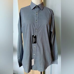 Nick Graham NWT stretch modern fit mens shirt M/L 15.5 34-35 navy blue and white